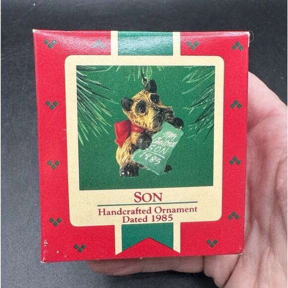 Vintage 1985 Hallmark Keepsake Christmas Ornament Yorkie Dog SON -30D - Picture 1 of 6